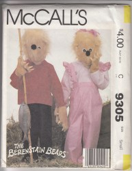 9305 KIDS BERENSTAIN SIS ,BROTHER BEAR COSTUME PATTERN LG 12-14